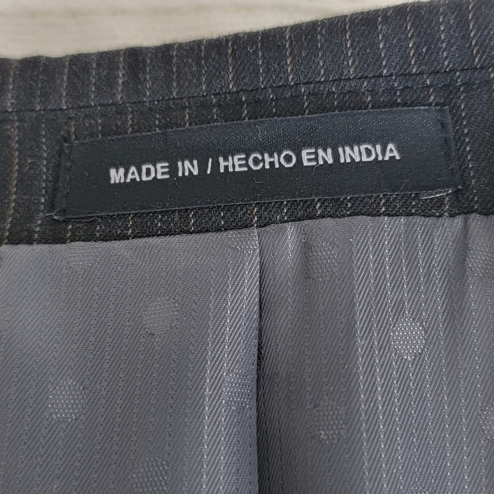 Perry Ellis Portfolio NWOT 50R Suit Modern Fit Pinstripe Black 2 Button Blazer - Picture 6 of 16